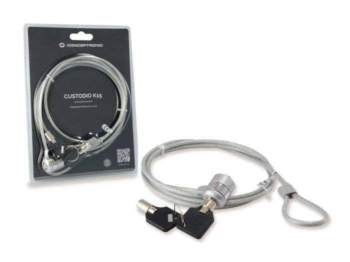 Cable Seguridad CONCEPTRONIC 1.5m 2 Llaves(CNBSLOCK15T)