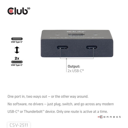 Switch Club 3D 8K UHD 2xUSB-C 2xDP Negro (CSV-2511)