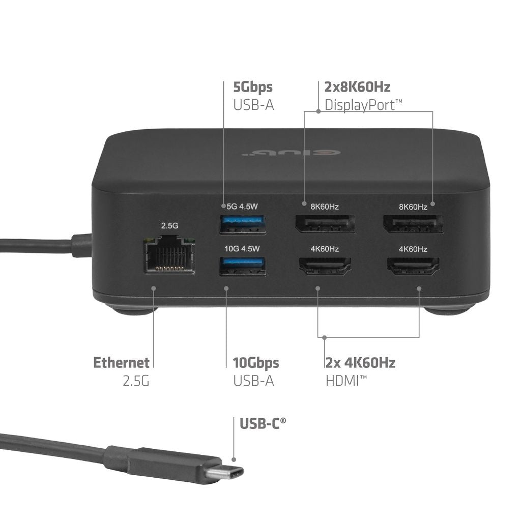 Estación Base Club 3D USB-C 12 en 1 Negro (CSV-2542)