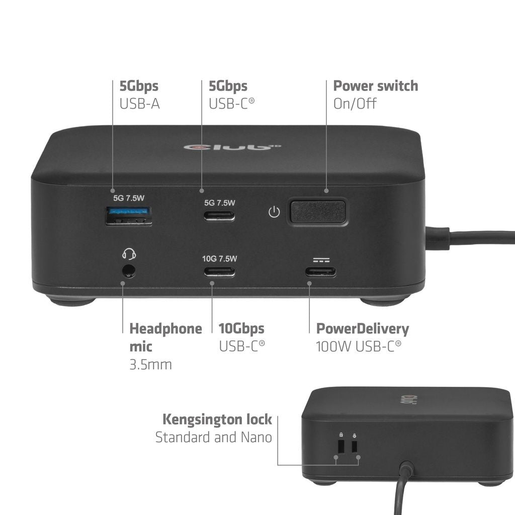 Estación Base Club 3D USB-C 12 en 1 Negro (CSV-2542)