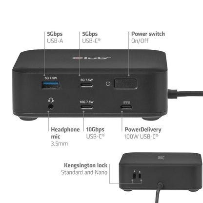 Estación Base Club 3D USB-C 12 en 1 Negro (CSV-2542)