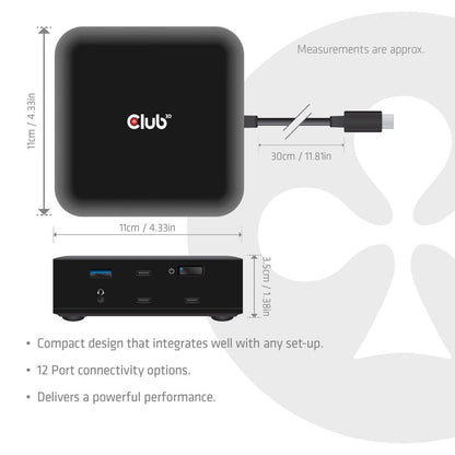 Estación Base Club 3D USB-C 12 en 1 Negro (CSV-2542)