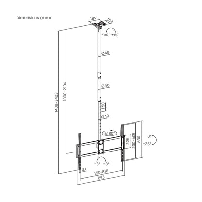 Soporte Techo AISENS 50-100" 80Kg Negro (CT100TSLE-393)