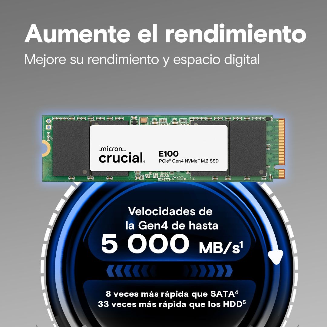 SSD CRUCIAL E100 480Gb M.2 NVMe PCIe4.0 (CT480E100SSD8)