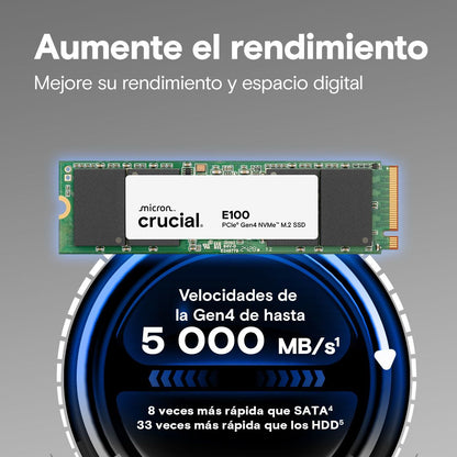 SSD CRUCIAL E100 480Gb M.2 NVMe PCIe4.0 (CT480E100SSD8)