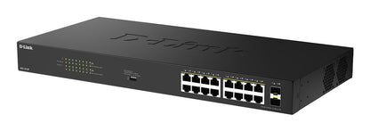 Switch D-Link 16xRJ45 2xSFP PoE Negro (DGS-1018P/E)