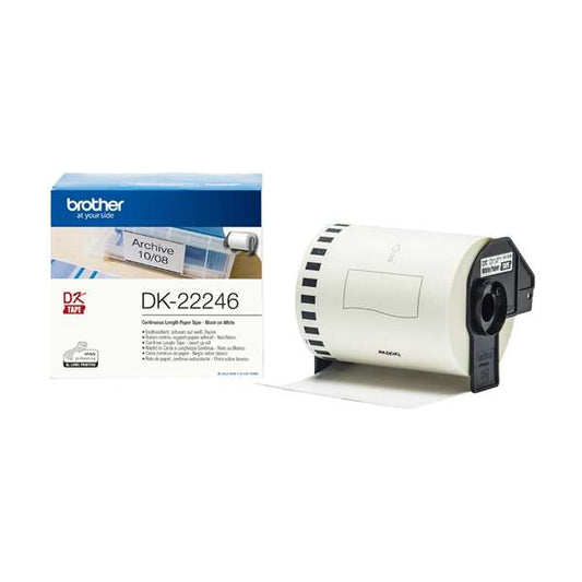 Brother DK22246 - Original Custom Size Labels - Width 103mm x 30.48 meters - Black text on white background