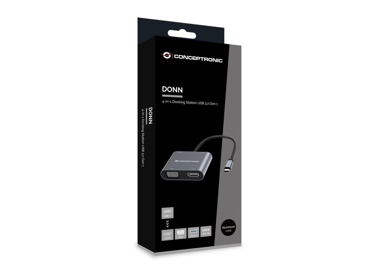 Adaptador CONCEPTRONIC 4 en 1 USB-C 3.0 Gris (DONN16G)