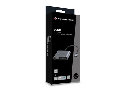Adaptador CONCEPTRONIC 4 en 1 USB-C 3.0 Gris (DONN16G)