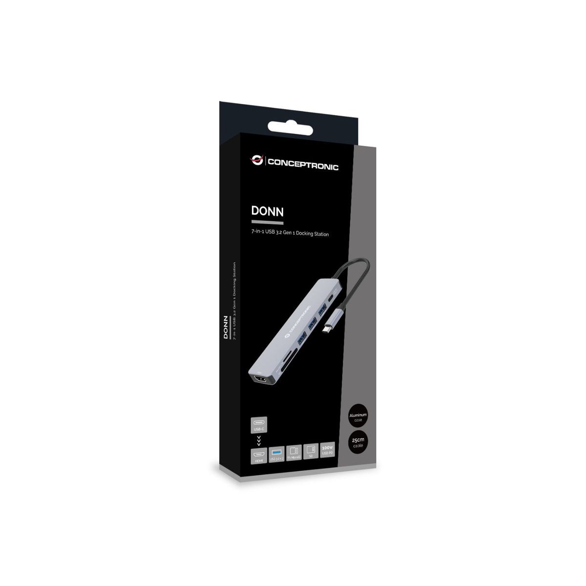 Adaptador CONCEPTRONIC USB-C 7en1 100W Gris (DONN19G)