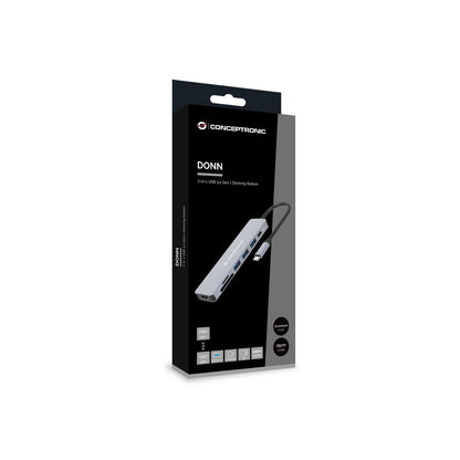 Adaptador CONCEPTRONIC USB-C 7en1 100W Gris (DONN19G)