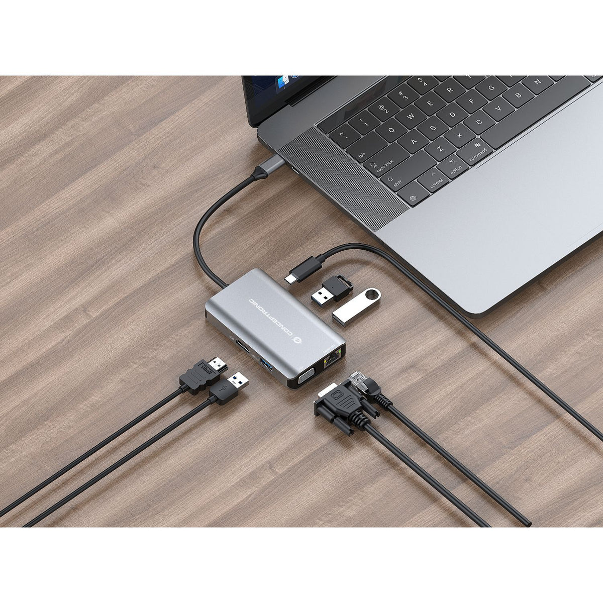 Adaptador CONCEPTRONIC USB-C 7en1 100W Gris (DONN21G)