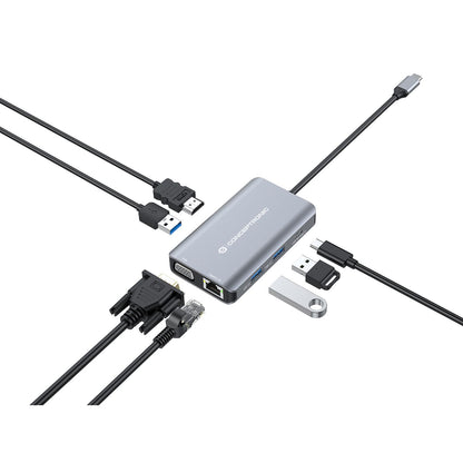Adaptador CONCEPTRONIC USB-C 7en1 100W Gris (DONN21G)