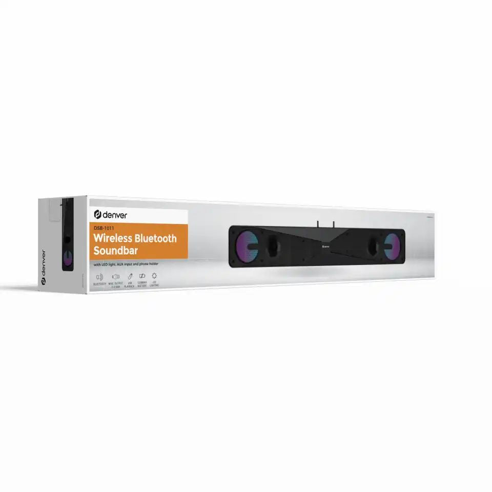 Barra de Sonido DENVER RMS 2x5W BT USB Negra (DSB-1011)