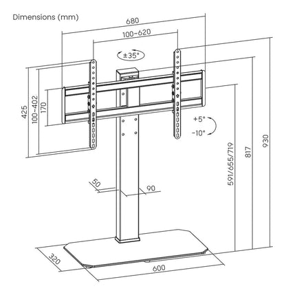 Soporte Mesa AISENS 43"-86" ECO Gira/incl. (DT86TS-291)