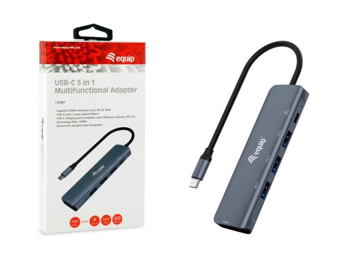 Adaptador EQUIP USB-C a HDMI/USB-A/USB-C PD (EQ133487)