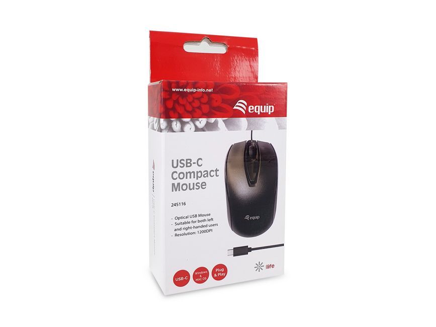 Ratón EQUIP Óptico USB-C 1200dpi Negro (EQ245116)