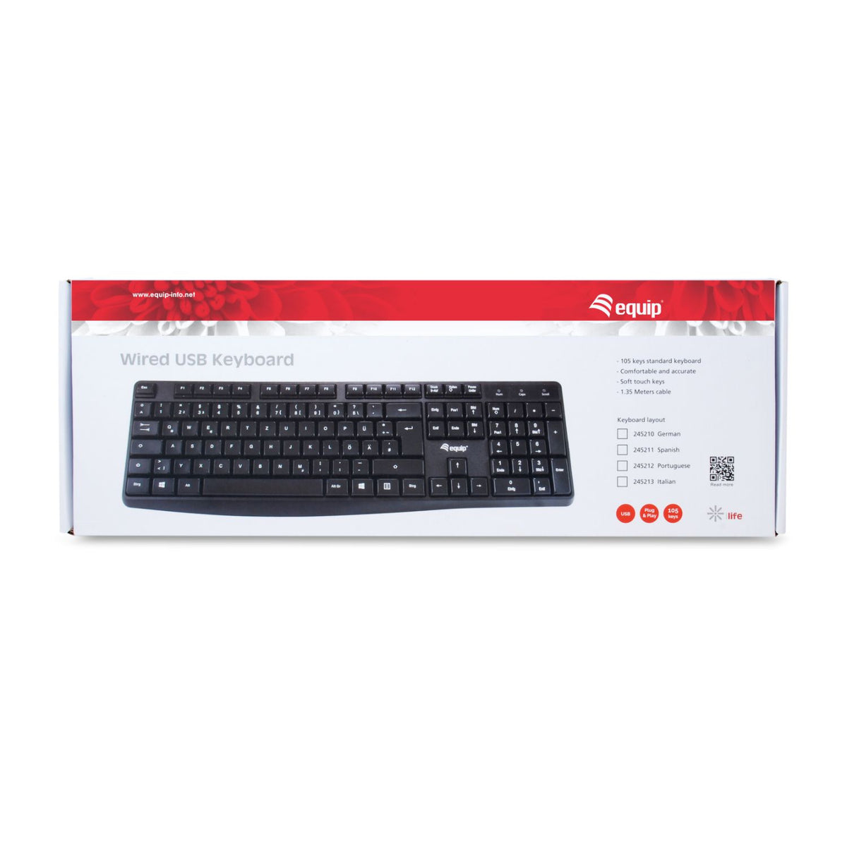 Teclado EQUIP 105 Teclas USB Negro (EQ245211)
