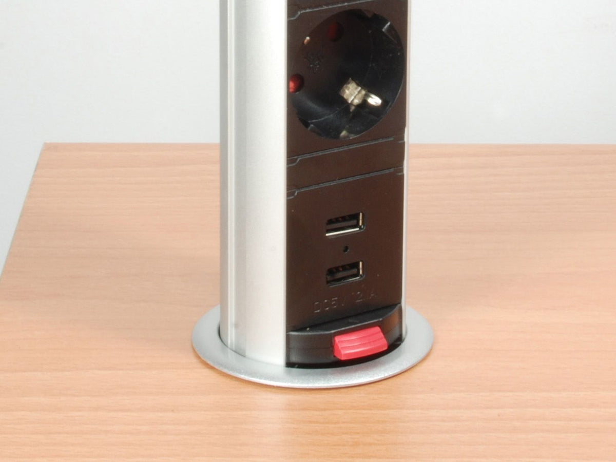 Regleta EQUIP 3 Tomas AC 2xUSB Negra/Plata (EQ333304)