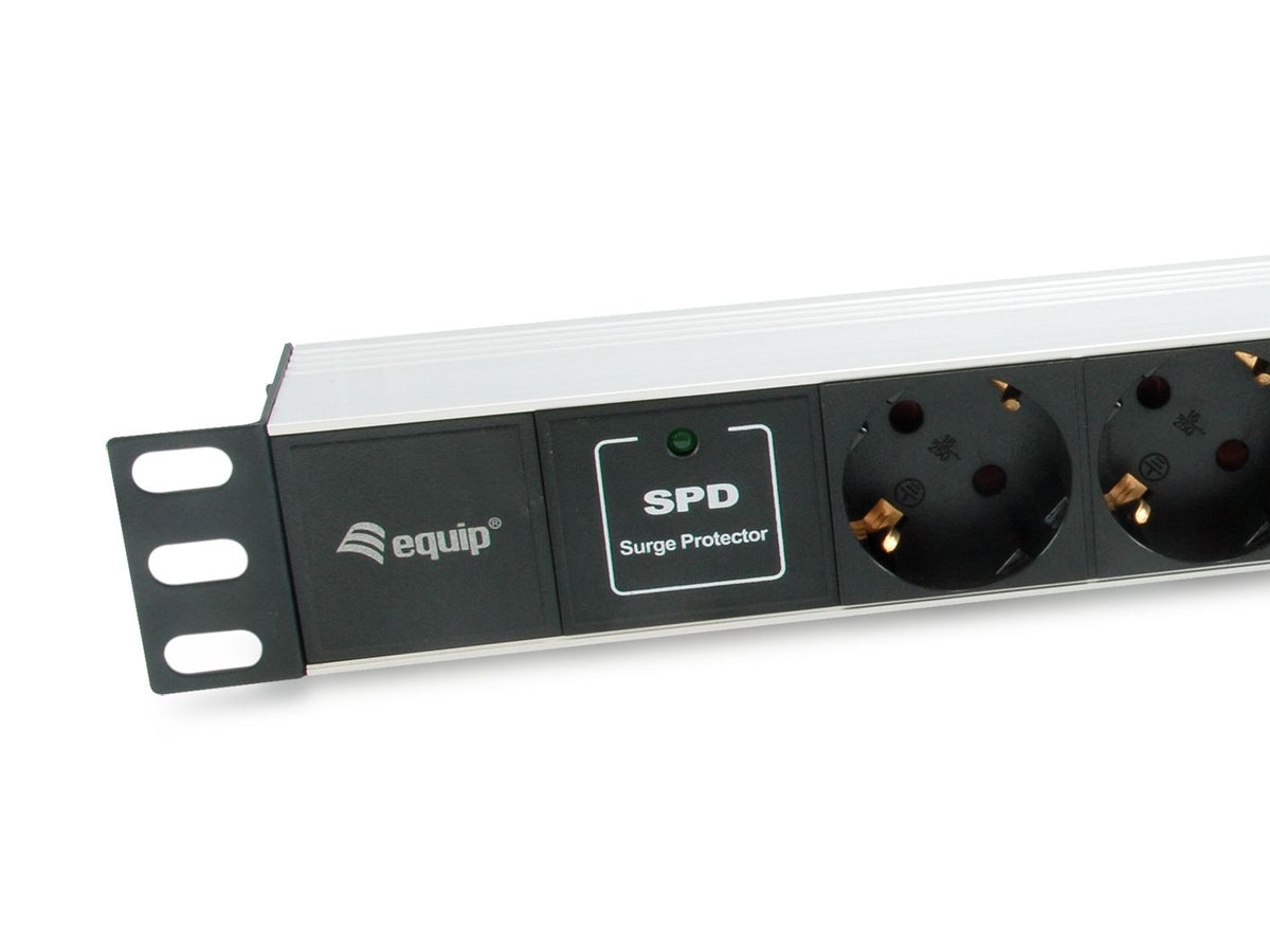 Regleta EQUIP 7xSchuko 2xUSB Rack 1U Negra (EQ333315)