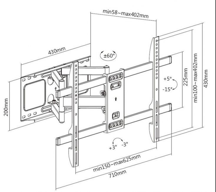 Soporte Pared 37"-80" Gira/Inclina Máx. 60Kg (EQ650335)