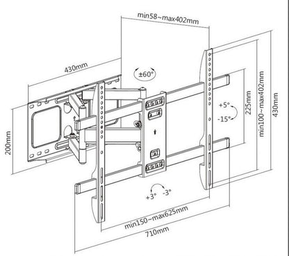 Soporte Pared 37"-80" Gira/Inclina Máx. 60Kg (EQ650335)