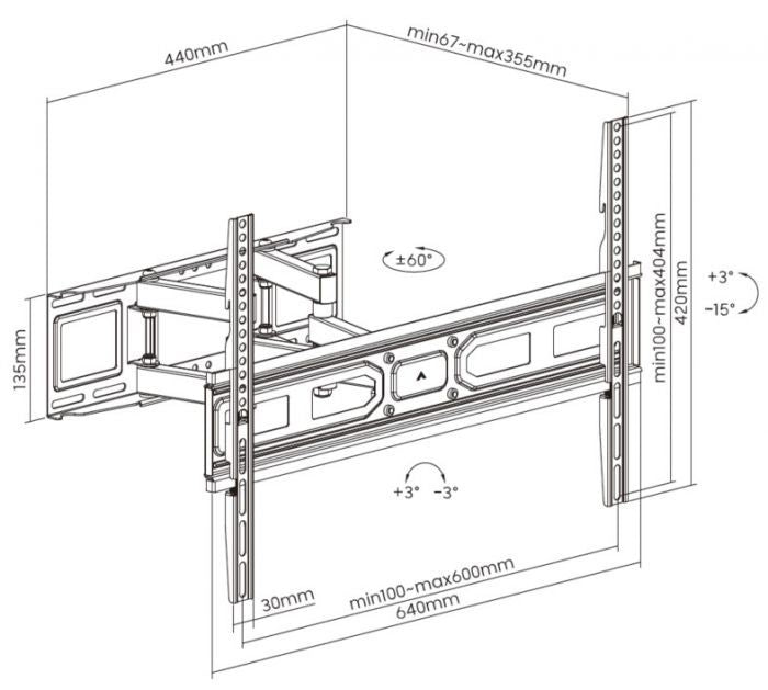 Soporte Pared EQUIP 37"-80" Doble Brazo 40Kg (EQ650337)