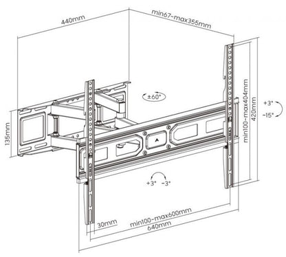 Soporte Pared EQUIP 37"-80" Doble Brazo 40Kg (EQ650337)