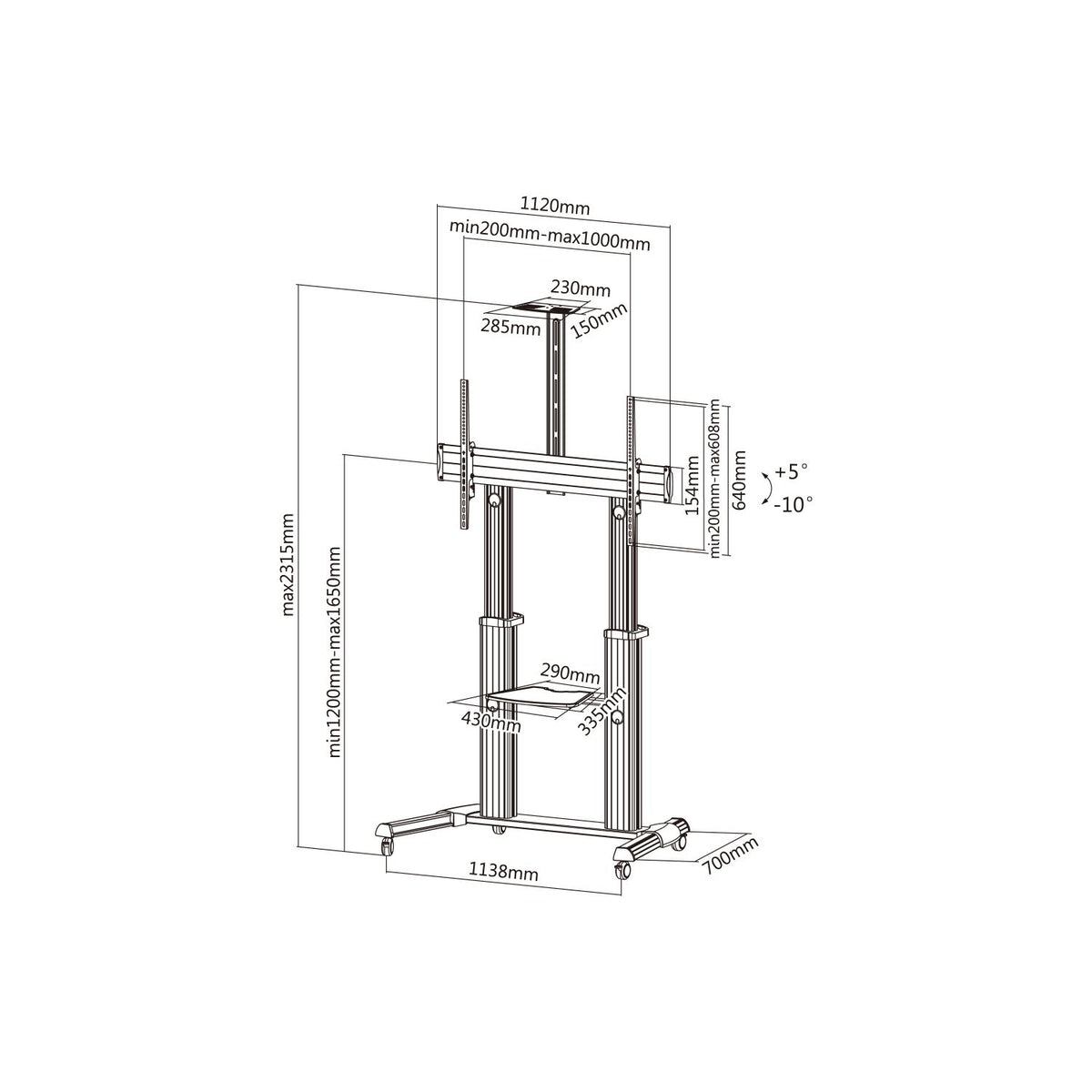 Soporte Suelo EQUIP 60"-100" Inclina Ruedas (EQ650605)