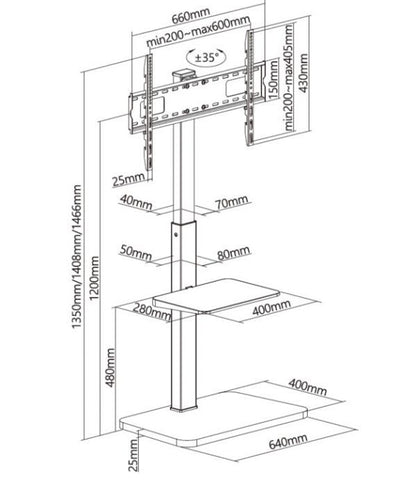 Soporte Suelo EQUIP 37"-75" Máx. 40Kg Negro (EQ650613)