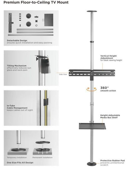 Soporte EQUIP de Suelo a Techo 37"-70" 30Kg (EQ650621)