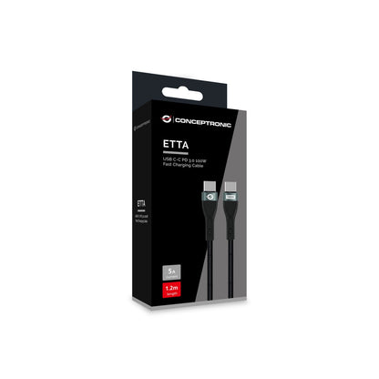 Cable CONCEPTRONIC USB-C M/M 100W 1.2m Negro(ETTA01B12)