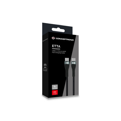 Cable CONCEPTRONIC USB-C M/M 100W 2m Negro (ETTA01B20)