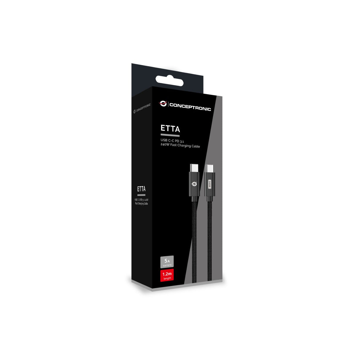 Cable CONCEPTRONIC USB-C M/M 240W 2m Negro (ETTA03B20)