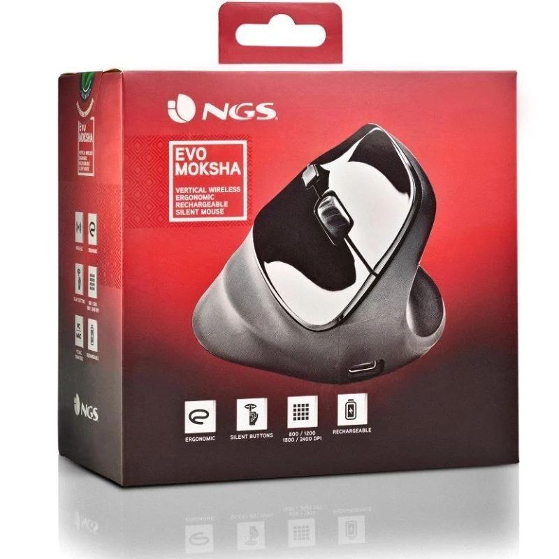 Ratón Vertical NGS Óptico RF 2.4GHz Negro (EVOMOKSHA)