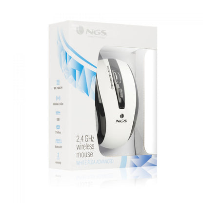 Ratón NGS Óptico RF 1600dpi Blanco (FLEA ADVANCE WHITE)