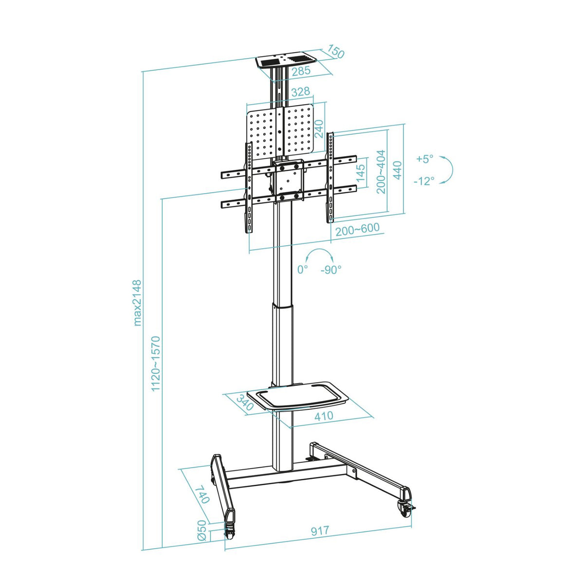 Soporte de Suelo TooQ 35"-70" con Ruedas (FS1184M-B)