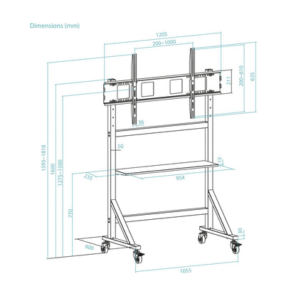 Soporte de Suelo TooQ 60"-105" con Ruedas (FS20105M-B)