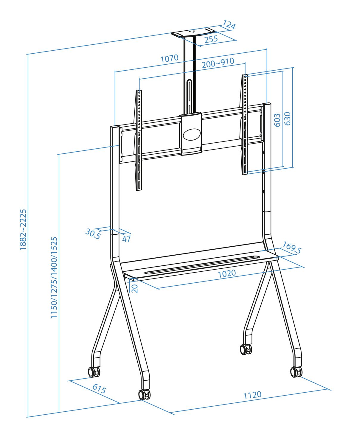 Soporte Suelo TOOQ con Ruedas 55"-100" (FS20208M-B)