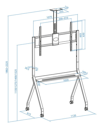 Soporte Suelo TOOQ con Ruedas 55"-100" (FS20208M-B)
