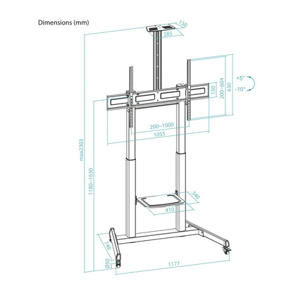 Soporte de Suelo TooQ 60"-100" con Ruedas (FS20406HM-B)