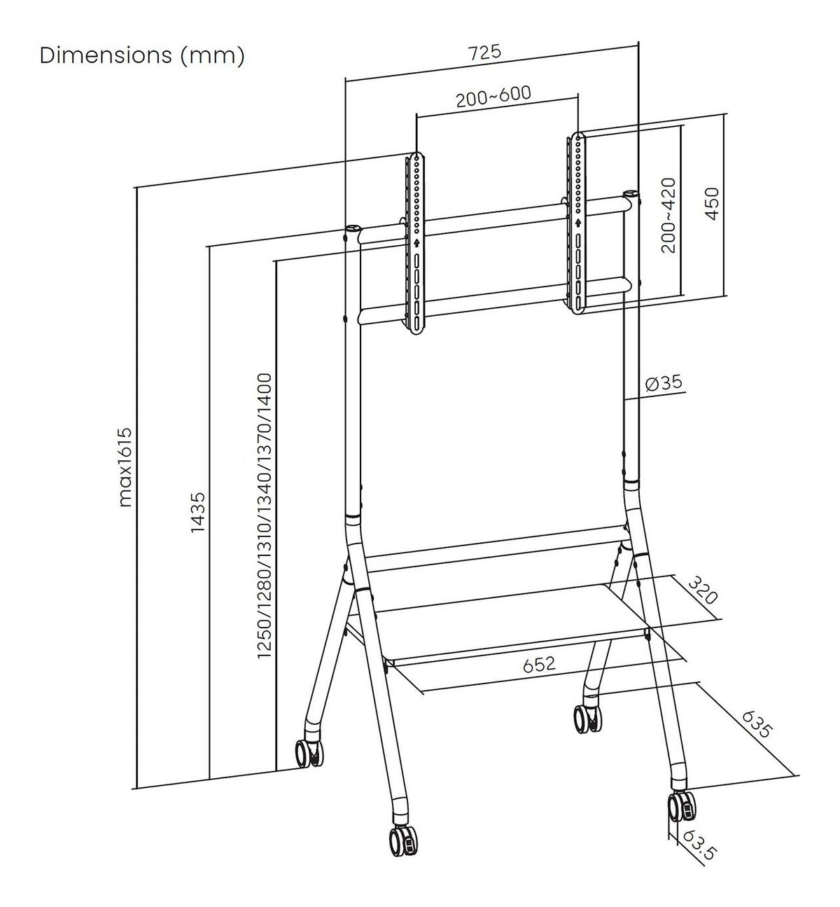 Soporte de Suelo AISENS 37"-86" con Ruedas (FT86FE-329)