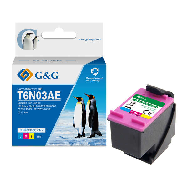 G&amp;G HP 303XL Color Remanufactured Ink Cartridge - Replaces T6N03AE/T6N01AE