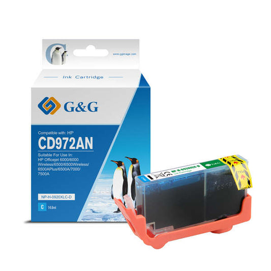G&amp;G HP 920XL Cyan Generic Ink Cartridge - Replaces CD972AE