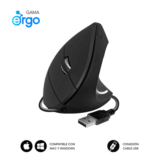 SUBBLIM USB-A Black Vertical Mouse (SUBMO-EDGVU01)