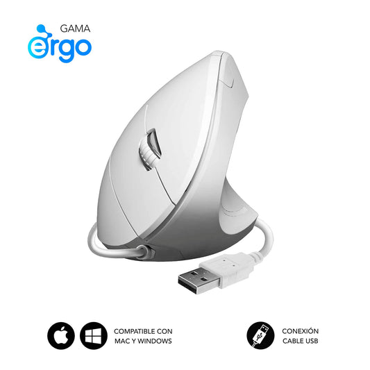 SUBBLIM USB-A White Vertical Mouse (SUBMO-EDGVU02)