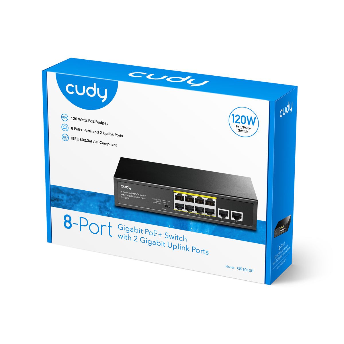 Switch CUDY 10xRJ45 PoE+ Rack Negro (GS1010P)