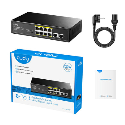 Switch CUDY 10xRJ45 PoE+ Rack Negro (GS1010P)