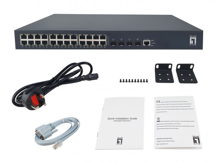Switch LevelOne 24xRJ45 GbE 4xSFP+ PoE+ 400W (GTP-2871)