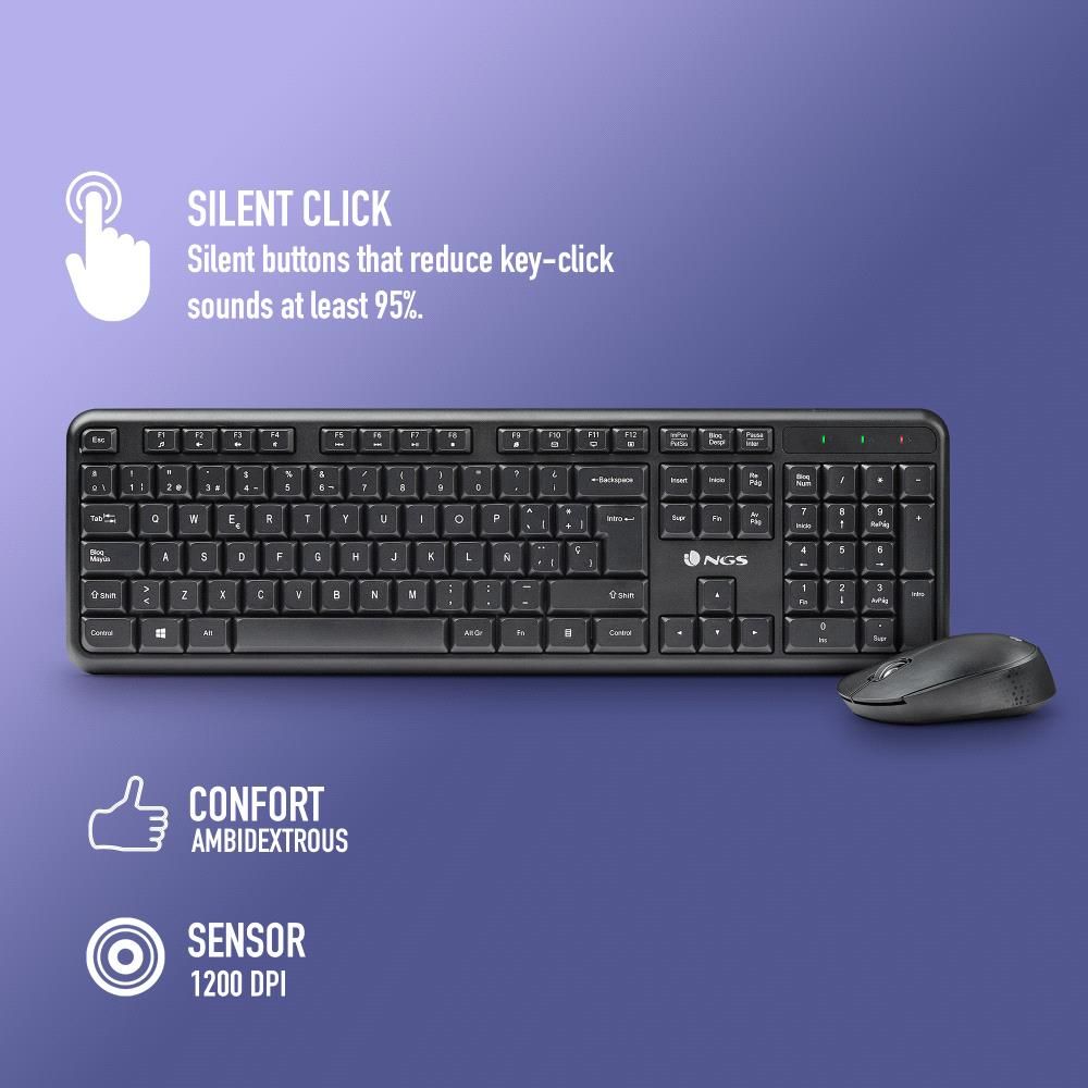 Teclado+Ratón NGS RF Wireless Óptico Negro (HARMONYKIT)